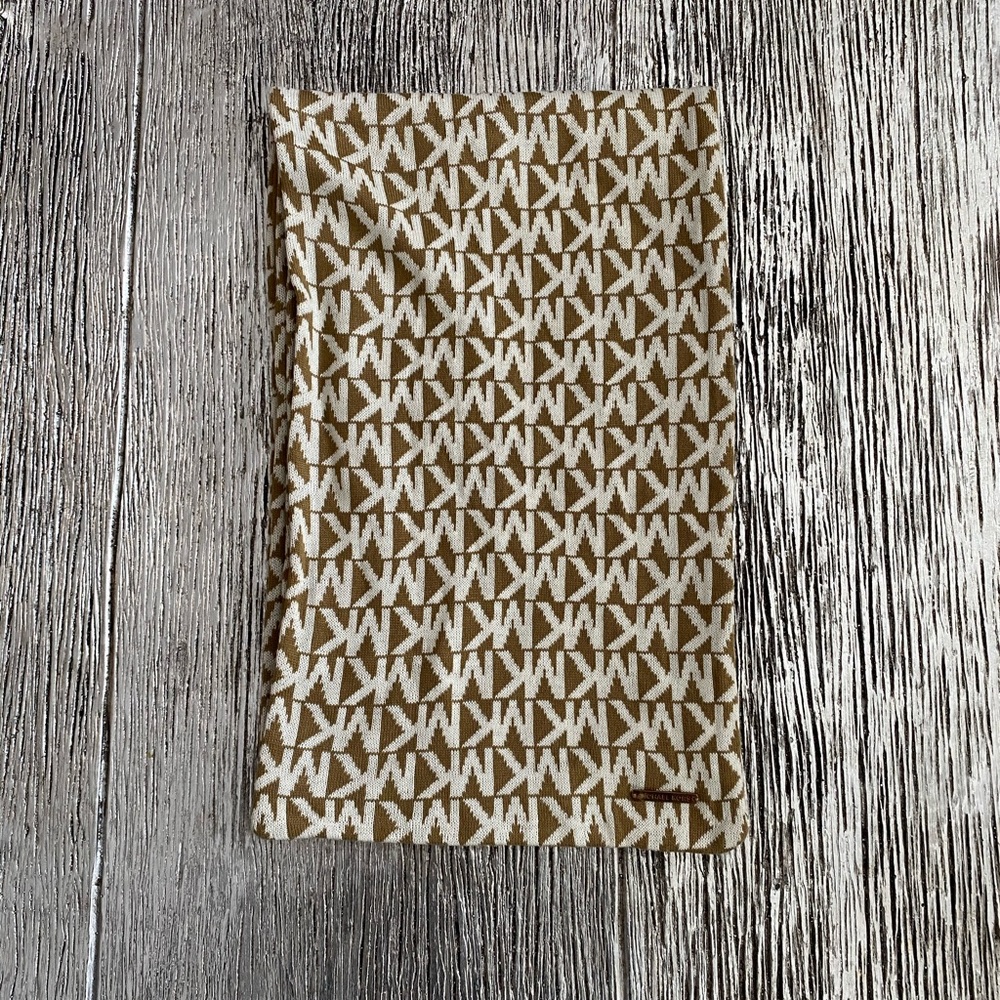 Michael Kors MK Logo Knit Scarf - Tan - Picture 1 of 5